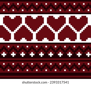 pixel valentine seamless pattern with hearts