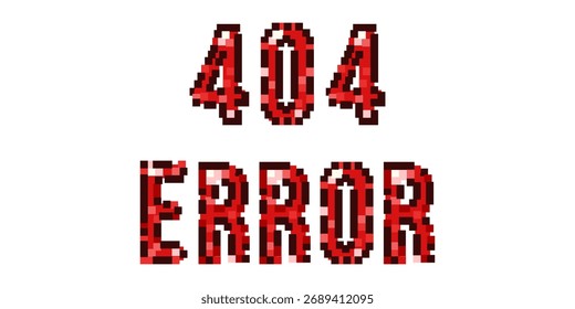 Pixel vector 404 Error tag isolated transparent. Pixel art 404 Error for network web information sign. Perfect for 90s retro problem design. EPS 10