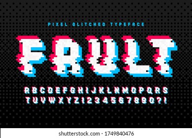 Pixel vector alphabet design, stylized like in 8-bit games. High contrast, retro-futuristic. Easy swatch color control.