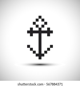 Pixel Vector Anchor Icon. Vector Icon Illustration. Anchor sign.