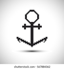 Pixel Vector Anchor Icon. Anchor sign. Vector Icon Illustration.