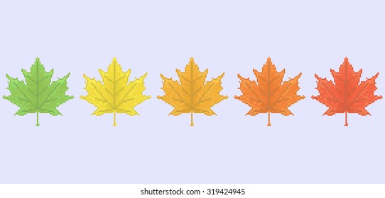 Pixel vector autumn leaves