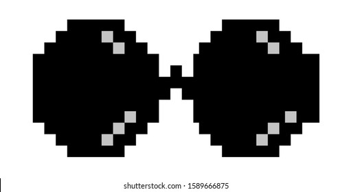 Pixel vector black and white glasses. Vector illustration. White background. Vector realistic object 10 EPS