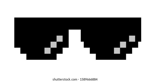 Pixel vector black and white glasses. Vector illustration. White background. Vector realistic object 10 EPS
