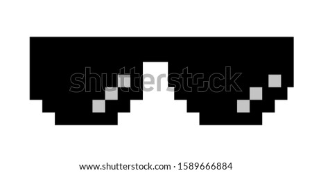 Pixel vector black and white glasses. Vector illustration. White background. Vector realistic object 10 EPS