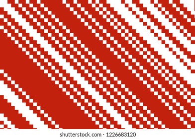 Pixel vector embroidered pattern. Background with red squares. 