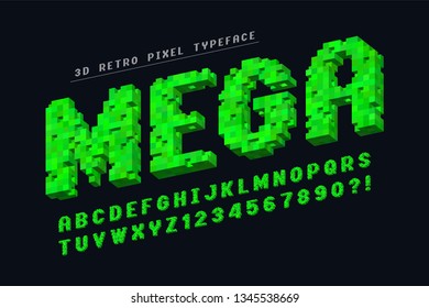 Diseño de fuente vectorial de píxeles, estilizado como en juegos de 8 bits. Alto contraste, retro-futurista. Control de color de muestra sencillo. 