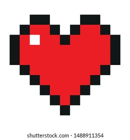 Pixel vector heart red pixelated game
