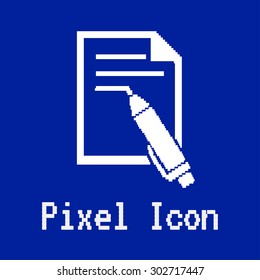 pixel vector icon of writing pen