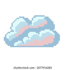 Pixel vector isolated illustration of a sunset cloud. Retro style, 8 bit game art