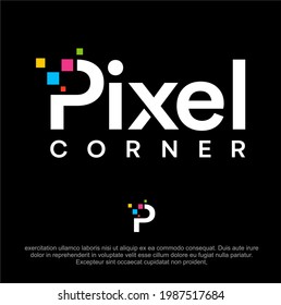 Pixel Vector Logo design template. Digital Printer Logo design. Colorful Letter P logo template. Graphic Design company logo template. 