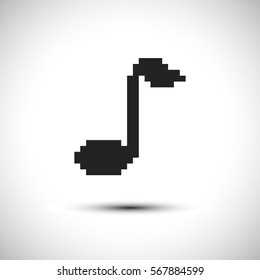 Pixel Vector Music Note Icon. Music Note sign. Vector Icon Illustration.