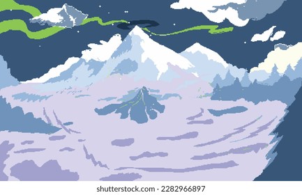 Pixel vector nature mountain pixelart