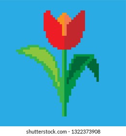 Pixel Vector Picture Red Tulip Flower Stock Vector (Royalty Free ...