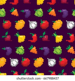 Pixel vegetables seamless background