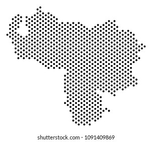 Pixel Venezuela map. Vector territorial scheme. Cartographic composition of Venezuela map made from filled circles.