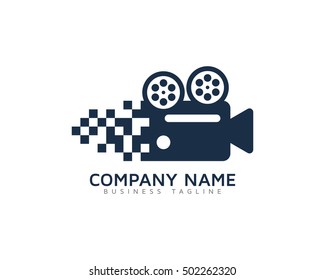 Pixel Video Camera Logo Design Template