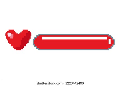 pixel video game bar hearts