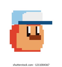 pixel video game character with cap