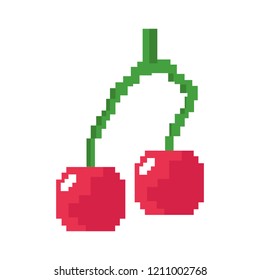 pixel video game cherries fruit