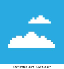 Pixel video game cloud icon. 8-bit concept. Vector illustration in retro game style isolated on white background. 