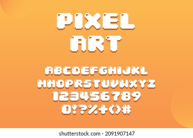 Pixel video game font. 8-bit symbols, letters, and numbers. Oldschool retro nostalgic typeface. Set of vector letters in retro style. pixel art font. nft font