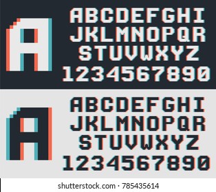 Pixel Video Game Font, Retro 8-bit Letters And Numbers