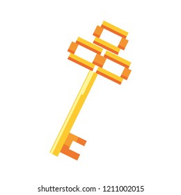 pixel video game gold key