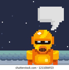 pixel video game gold robot