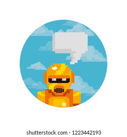 pixel video game gold robot