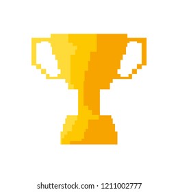 pixel video game gold trophy