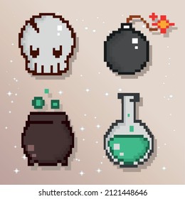 conjunto de iconos de videojuegos en píxeles
