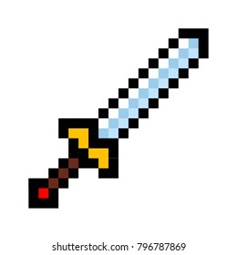 Pixel Video Game Sword Icon Cartoon Retro Game Style