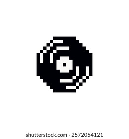 Pixel vinyl record icon vector. Vintage record vector icon. Simple record icon for music player and audio vector.