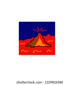 pixel   volcano art