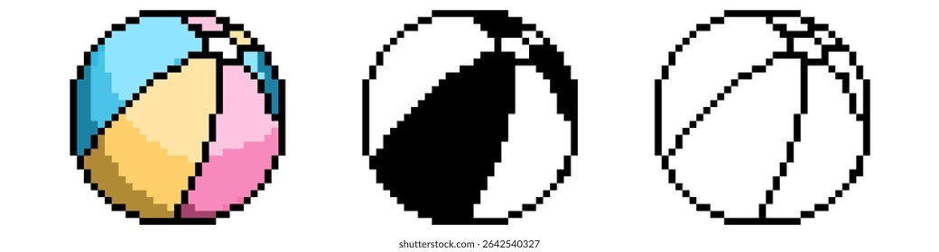 Pixel volleyball vector with a nostalgic, digital look. Great for sports themes, summer activities, gaming, retro design, beach sports, and outdoor fun.