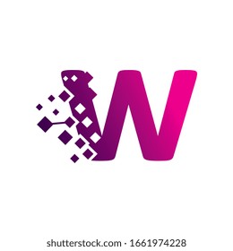 Diseño de logotipo de letra latina W, símbolo de plantilla de vectores creativos