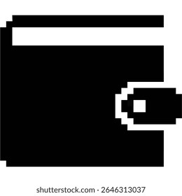 Pixel wallet icon vector, designed with a retro, 8-bit aesthetic. Perfect for gaming currency, digital finance, vintage money management, or any project needing a nostalgic pixelated payment system.