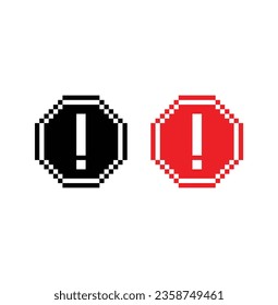 Pixel warning  sign 8 bit, pixel art  attention sign exclamation point icon icon  for game  logo.