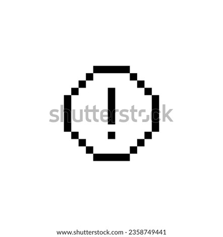 Pixel warning  sign 8 bit, pixel art  attention sign exclamation point icon icon  for game  logo.