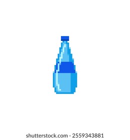 Pixel water bottle icon. Retro pixel icon plastic water bottle minimal drink hydration container digital illustration