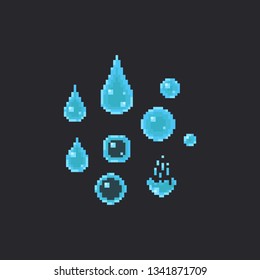 Pixel Water Drop Set.8bit.