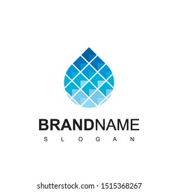 Pixel Water Logo Design Template