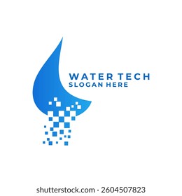 Pixel Water Tech logo design icon network