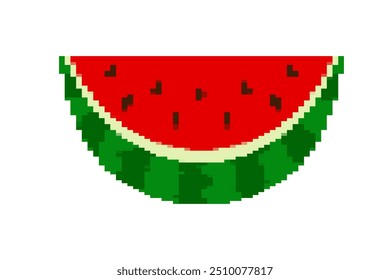 pixel watermelon fruit, pixilated watermelon for icon, pixel watermelon for illustration