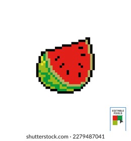 Pixel Watermelon - Isolated Vector Illustration. 8 bit pixel image watermelon vector