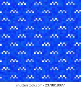 Pixel waves on the sea with foam wings. Background for a 16-bit computer game. Seamless water or ocean texture. Vector illustration in retro style.