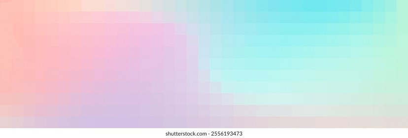 Pixel wavy gradient background. Abstract vector art with mosaic squares
