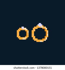 Pixel wedding rings.8bit.