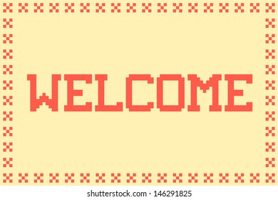 Pixel Welcome Matt In With A Cross Border And Plain Background